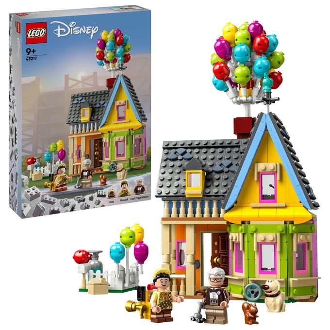 LEGO Disney e Pixar 43217 Casa di “Up'', Modellino con Palloncini e Figure di Carl, Russell e Dug, Set Disney 100° Anniversario