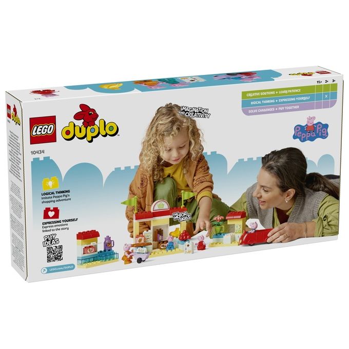 LEGO DUPLO Il Supermercato di Peppa Pig con 4 Personaggi, Set con Macchina Giocattolo e Negozio da Costruire in Mattoncini
