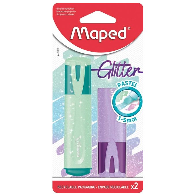 Maped Confezione 2 Evidenziatore Glitter Colori Assortiti