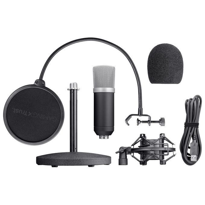 Trust 21753 Emita Microfono Professionale Usb da Studio di Registrazione in Flightcase Nero