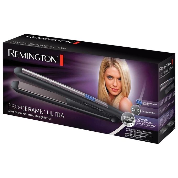 Remington S5505 Pro-Ceramic Ultra – Piastra per capelli classica, piastre in ceramica ultra, temperatura regolabile fino a 230 °C, riscaldamento rapido in 15 s, funzione ionica, spegnimento automatico dopo 60 min, display digitale, cavo girevole da 1,8 m,