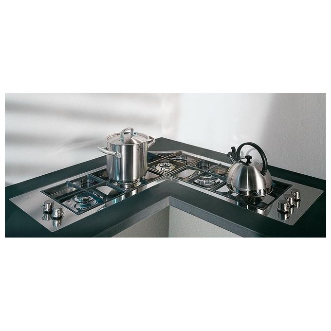 Foster 7238 042 Linea Quadra Angolare Piano Cottura a Gas 5 Zone Griglie in ghisa 97 cm Inox Spazzolato