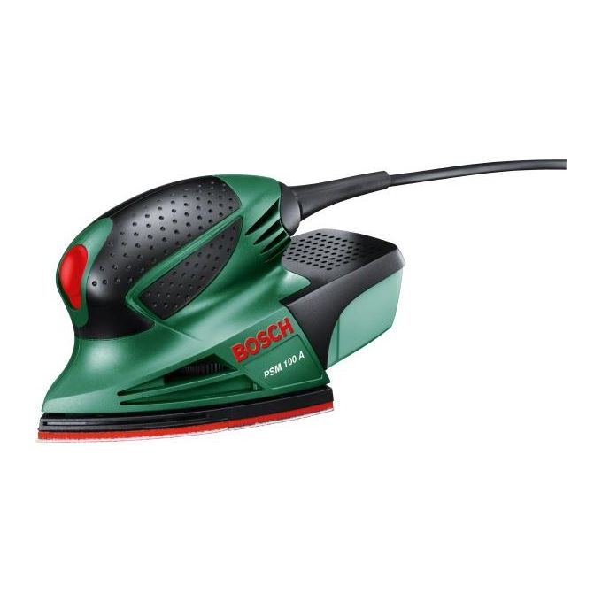 Bosch PSM 100A Levigatrice a Delta 100 W con Set di Fogli Abrasivi per Levigatrice Palmare