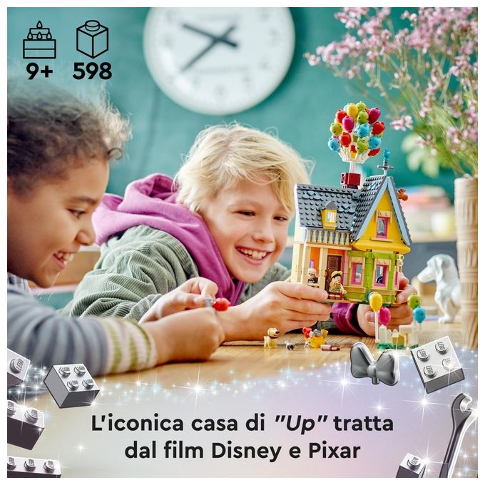 LEGO Disney e Pixar 43217 Casa di “Up'', Modellino con Palloncini e Figure di Carl, Russell e Dug, Set Disney 100° Anniversario