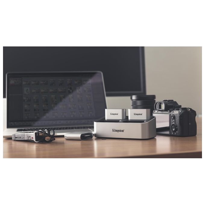 Kingston Technology Workflow MicroSD Reader Lettore di Schede Usb 3.2 Gen 1 Type-C Nero-Argento