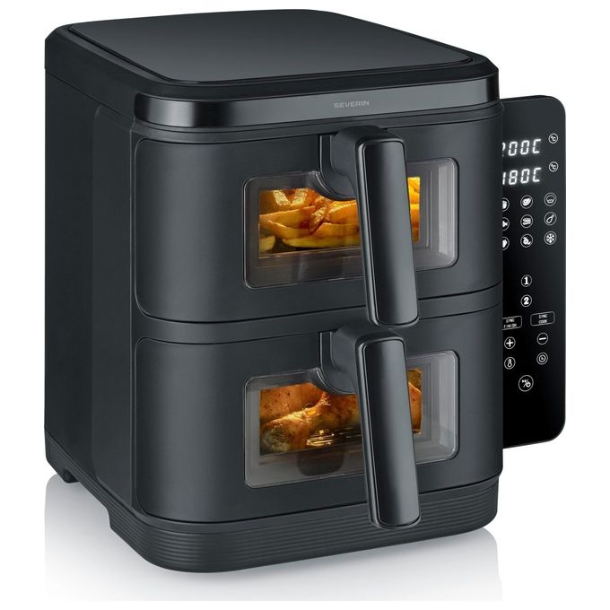 Severin FR2468 - Friggitrice ad Aria 2 Cestelli da 55 L 2600 W 9 Programmi Nero