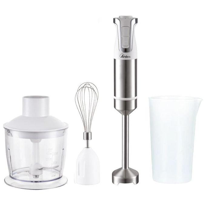 Ardes ARSET01 TRINITY Frullatore a Immersione 3 in 1 Tritatutto e Frusta con Motore Professionale Gambo 21 cm 4 Lame Acciaio Inox 2 Velocita'