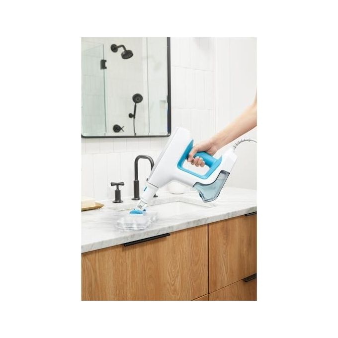Black+Decker BHSM15FX08 – Pulitore a vapore 2 in 1, capacita' serbatoio 0.5 L, Potenza 1500 W, Pressione vapore elevata, Autonomia fino a 20 min, Kit estensione incluso, Colore Bianco-Arancio