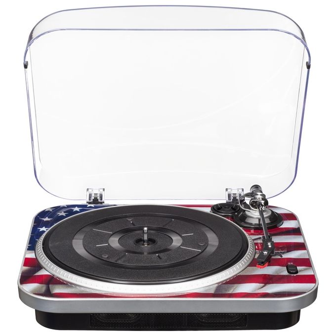 Bigben interactive giradischi td120usa velocita' 33 45 78 giri nero blu rosso bianco