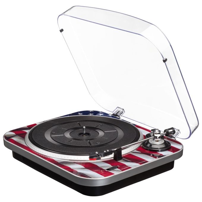 Bigben interactive giradischi td120usa velocita' 33 45 78 giri nero blu rosso bianco