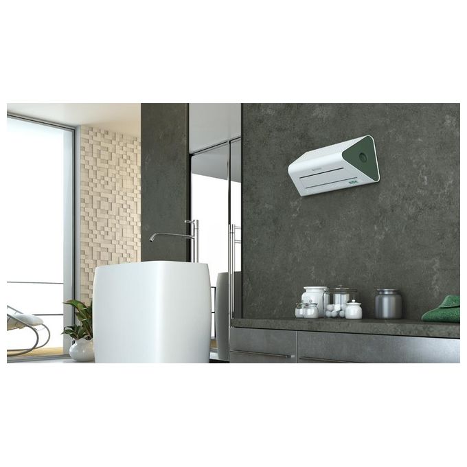 Olimpia Splendid - Radical Twin S_0178 - Termoventilatore ceramico da tavolo-parete, potenza 1 800-2 000 W, 2 livelli di calore, termostato regolabile, funzione ventilazione, Bianco-Verde