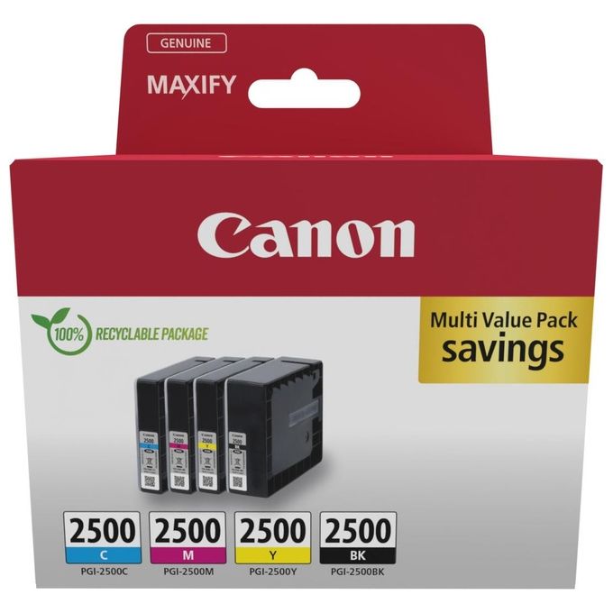 Canon PGI-2500 BK-C-M-Y Cartuccia D'inchiostro Confezione Multipla