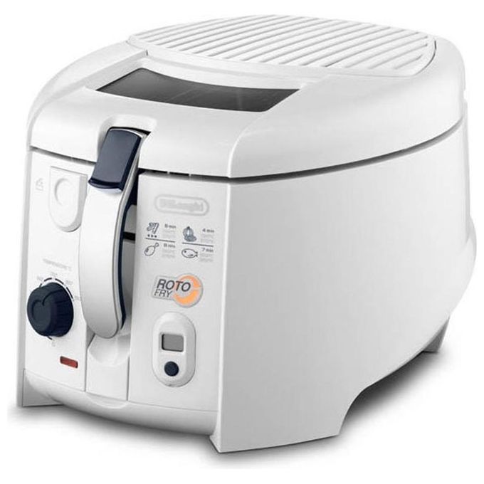 De'Longhi F28533.W1 RotoFry Friggitrice con Cestello Rotante; Frittura Leggera; Facile Pulizia Grazie alla Vasca Removibile; Termostato Regolabile; Timer con Segnale Acustico; Capacita' olio 1;3L