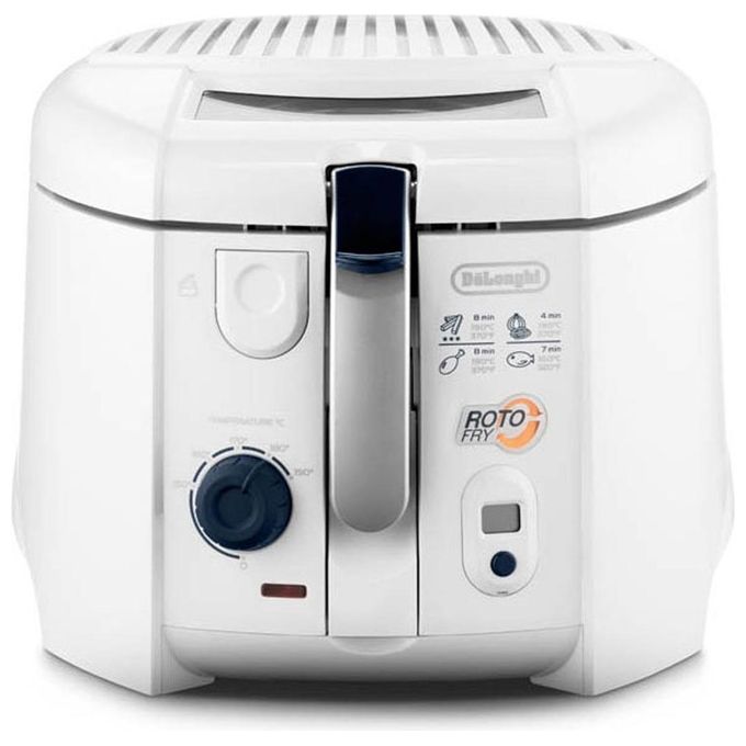 De'Longhi F28533.W1 RotoFry Friggitrice con Cestello Rotante; Frittura Leggera; Facile Pulizia Grazie alla Vasca Removibile; Termostato Regolabile; Timer con Segnale Acustico; Capacita' olio 1;3L