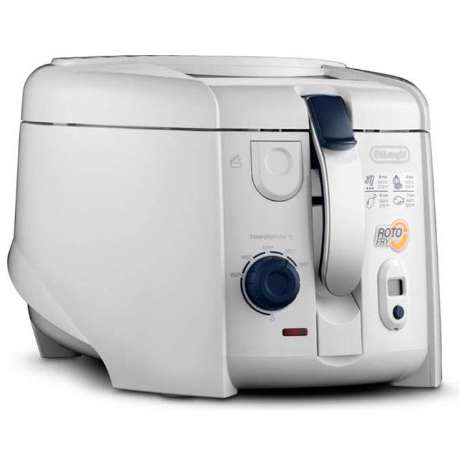De'Longhi F28533.W1 RotoFry Friggitrice con Cestello Rotante; Frittura Leggera; Facile Pulizia Grazie alla Vasca Removibile; Termostato Regolabile; Timer con Segnale Acustico; Capacita' olio 1;3L