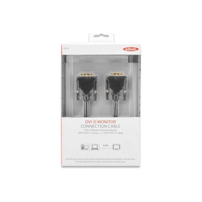 Ednet cavo dvi 24+1 in blister con ferriti dual link mt 2