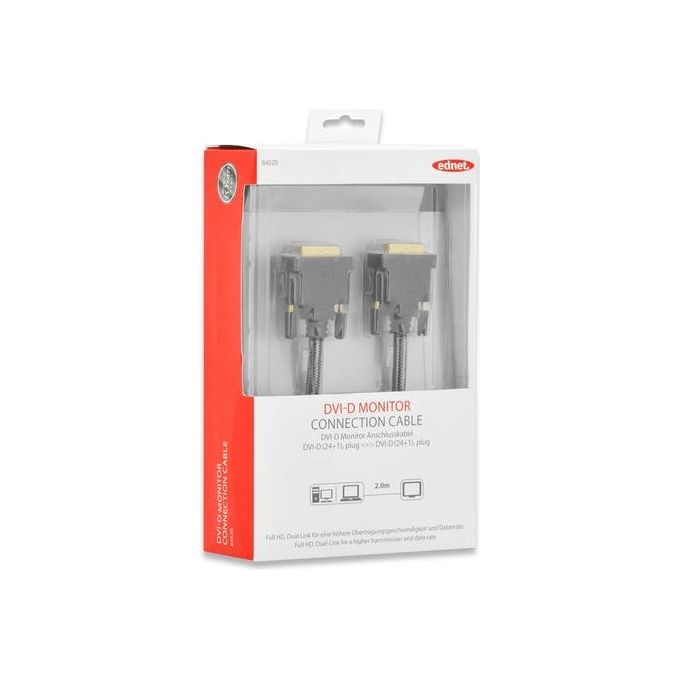 Ednet cavo dvi 24+1 in blister con ferriti dual link mt 2