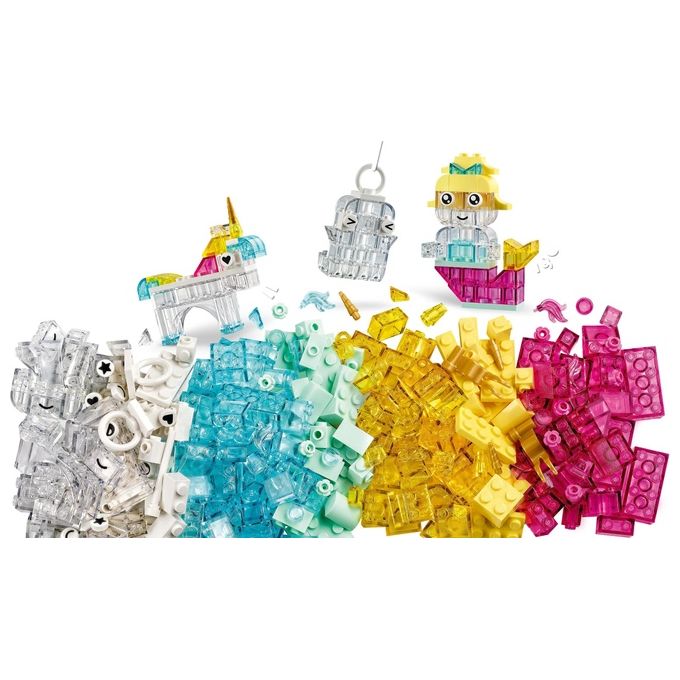 LEGO Classic Scatola Magica Trasparente - Mattoncini Colorati e Clip Portachiavi - Crea Unicorni Giocattolo Draghi Uccelli e altre Figure Kit Arti e Mestieri per Bambine e Bambini da 5 Anni - 11040