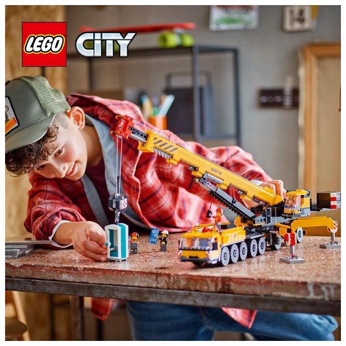 LEGO City Gru da Cantiere Mobile Gialla Giochi Creativi per Bambini e Bambine da 9 Anni con Veicolo Giocattolo da Cantiere con Funzioni Realistiche e 4 Minifigure Idea Regalo Divertente 60409