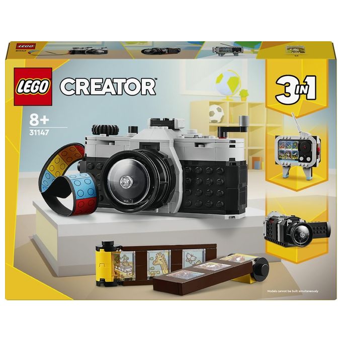 LEGO Creator 31147 3in1 Fotocamera Retro 31147-LEGO Giochi per Bambini 8+ Anni Macchina Fotografica Trasformabile in Videcamera o TV