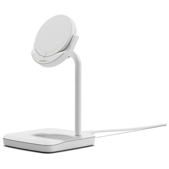 Cygnett ChargeBase Qi2 Caricatore Magnetico Wireless 2 in 1 Bianco