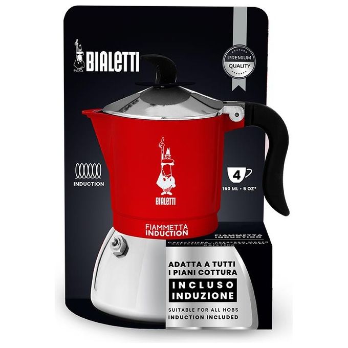 Bialetti Caffettiera Fiammetta Rossa per Induzione 4 Tazze