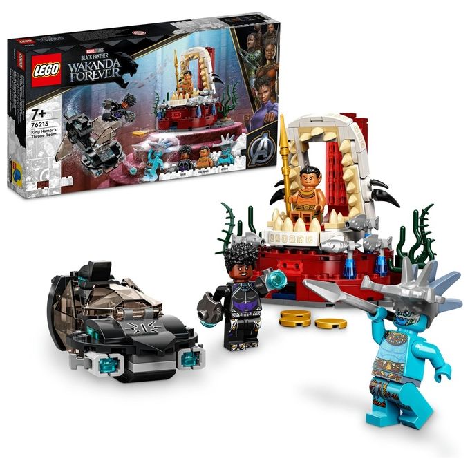 Lego 76213 Marvel La stanza del trono di Re Namor Set da costruzione Black Panther Wakanda Forever 3 Minifigure Shuri Attuma Re Namor