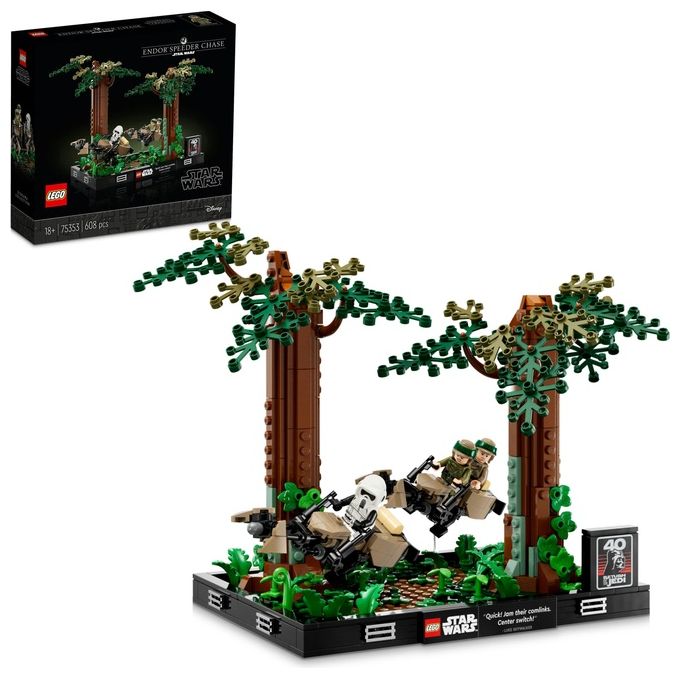 LEGO Star Wars 75353 Diorama Inseguimento con lo Speeder su Endor con Luke Skywalker e Principessa Leia, Il Ritorno dello Jedi