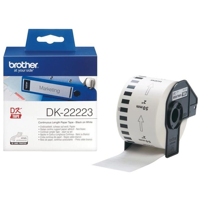 Brother Nastro Adesivo Dk-22223 In Carta Nero-bianco 50mm Per Ql-560