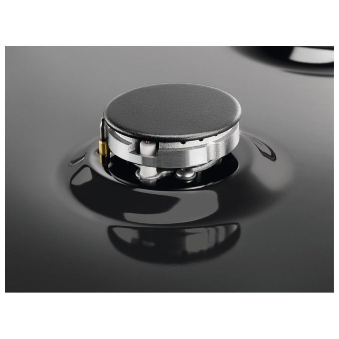 Electrolux PN640RUV Rustico Soft Piano cottura a gas 60 cm 4 fuochi bruciatore tripla corona Wok 4000 W Sicurgas colore Nero Ghisa