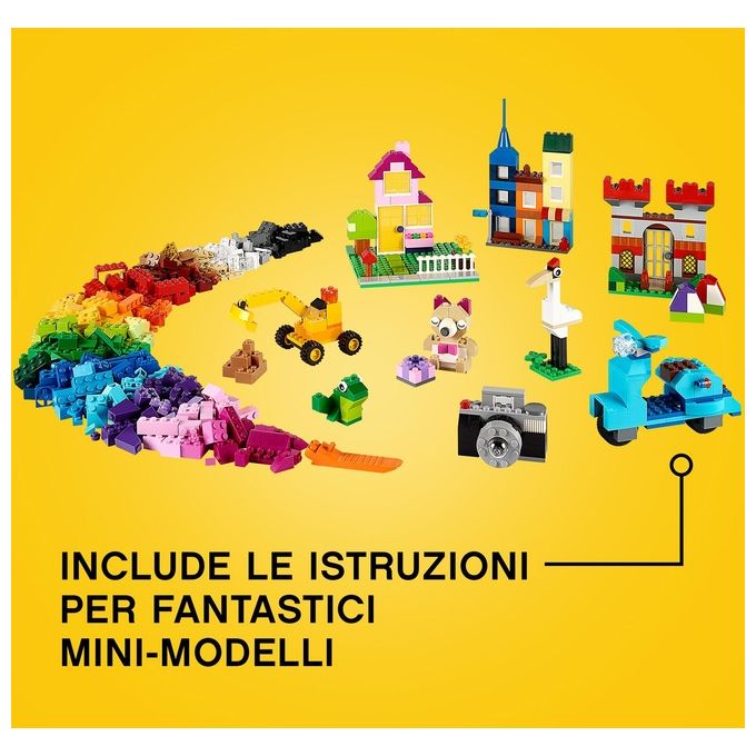 LEGO Classic Scatola Mattoncini Creativi Grande Set per Costruire Macchina Fotografica, Vespa e Ruspa Giocattolo