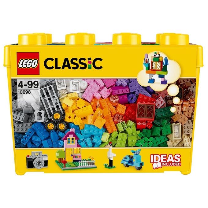 LEGO Classic Scatola Mattoncini Creativi Grande Set per Costruire Macchina Fotografica, Vespa e Ruspa Giocattolo