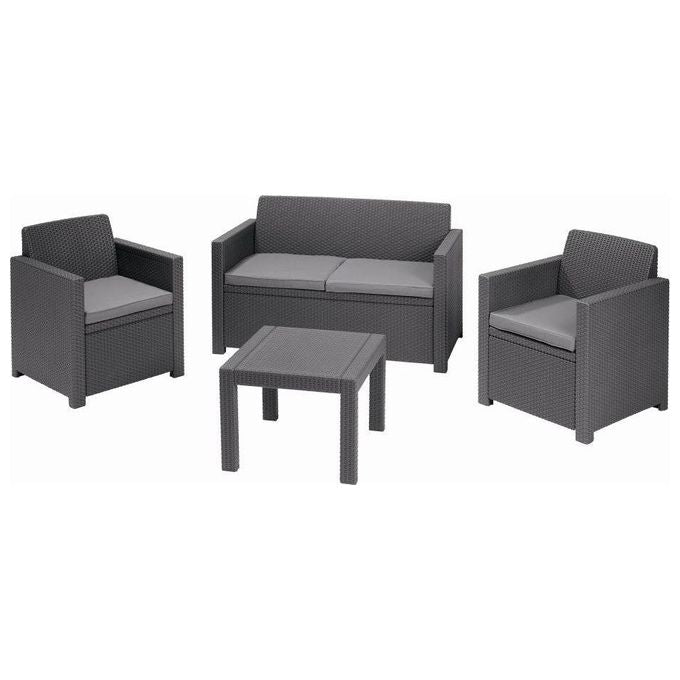 Allibert Set Alabama 4 Pezzi Grafite con Cuscini
