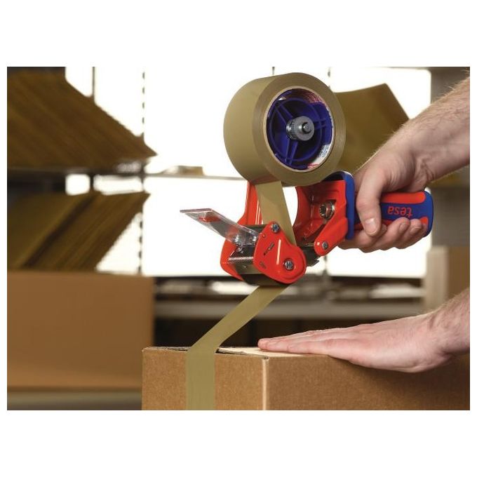 Tesa 06400-00001-04 Tendinastro Manuale per Nastri fino a 50 mm Controllo Tensione Regolabile Lama Protetta colore Rosso-Blu