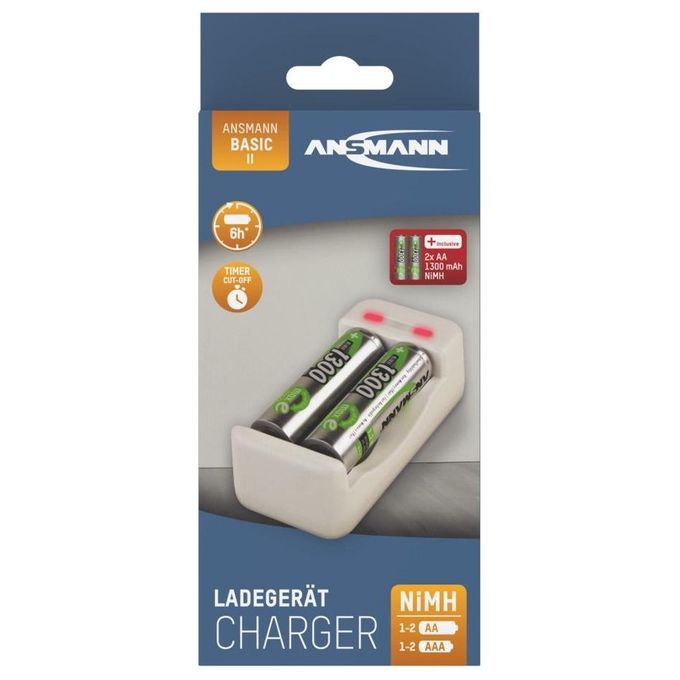 Ansmann Caricabatterie Basic II con 2 x AA 1300mAh