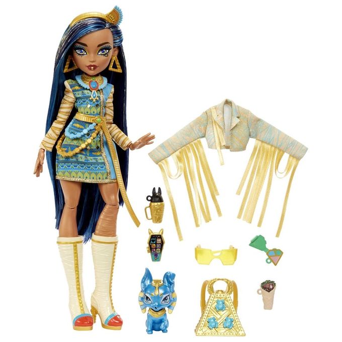 Mattel Monster High Core Collection HPD53 - Bambola articolata Monster High con cucciolo assortito, look fashion horror, accessori stilosi e punti di movimento