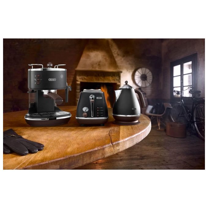 DeLonghi ECOV 311.BK Icona Vintage Maccchina da Caffe' Sistema Manuale Potenza 1100 W Capacita' 1,4 Litri Cappuccino System Eco Function Nero