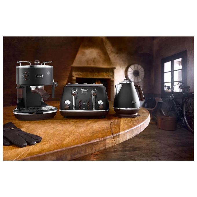 DeLonghi ECOV 311.BK Icona Vintage Maccchina da Caffe' Sistema Manuale Potenza 1100 W Capacita' 1,4 Litri Cappuccino System Eco Function Nero