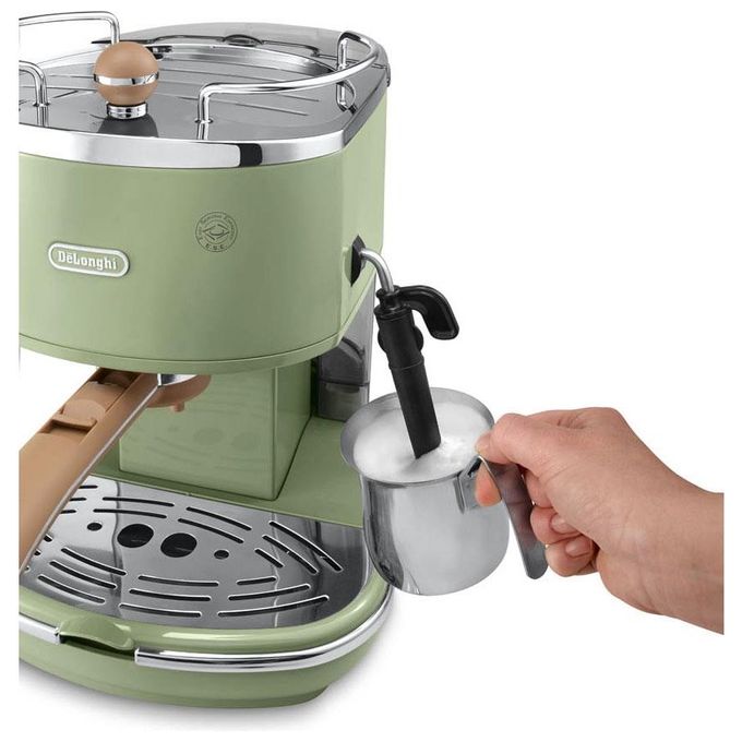 DeLonghi ECOV311.GR Icona Vintage Macchina da Caffe' Sistema Manuale Potenza 1100 W Capacita' 1,4 Litri Cappuccino System Eco Function Verde