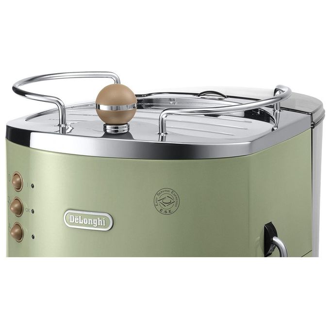 DeLonghi ECOV311.GR Icona Vintage Macchina da Caffe' Sistema Manuale Potenza 1100 W Capacita' 1,4 Litri Cappuccino System Eco Function Verde