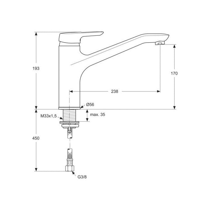 Ideal Standard Ceramix Blu B9495 Miscelatore Lavello Monoforo Cromo
