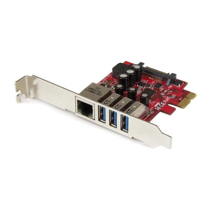 Startech Scheda Espansione Pcie Usb 3.0 a 3 Porte con Uasp + Gbe
