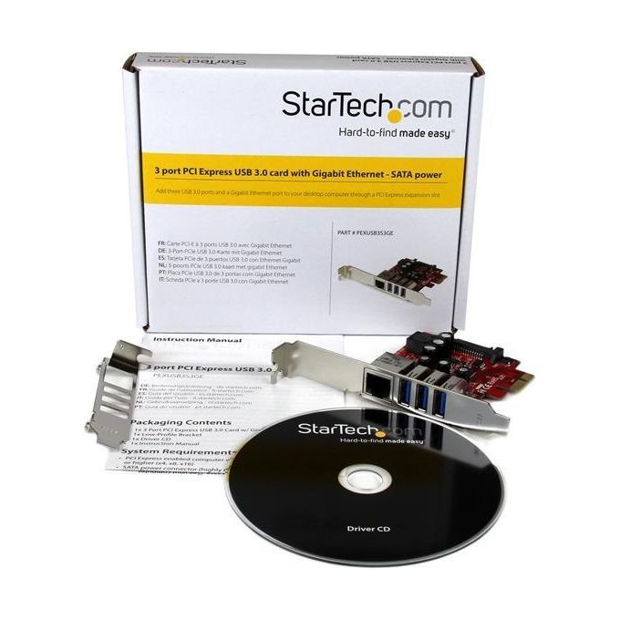 Startech Scheda Espansione Pcie Usb 3.0 a 3 Porte con Uasp + Gbe
