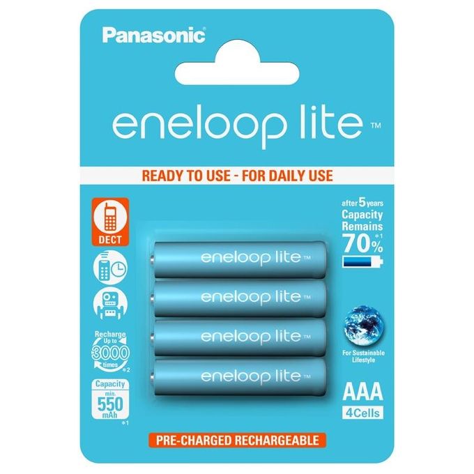 Panasonic Eneloop lite Micro 550mAh AAA Ni-MH 4 Pezzi