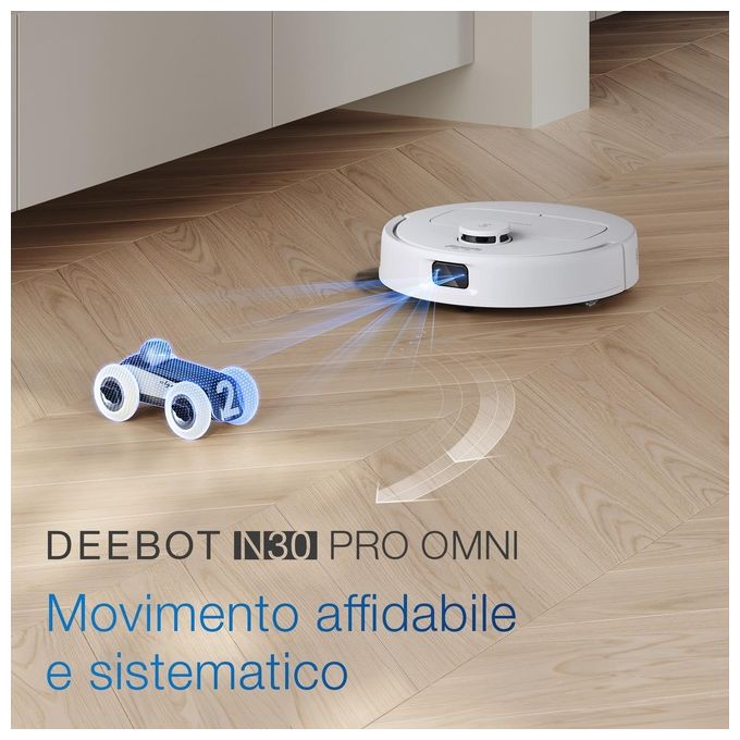 Ecovacs Deebot N30 Omni Pro Robot Aspirapolvere Lavapavimenti Tecnlogia ZeroTangle TruEdge Adaptive Edge Mopping