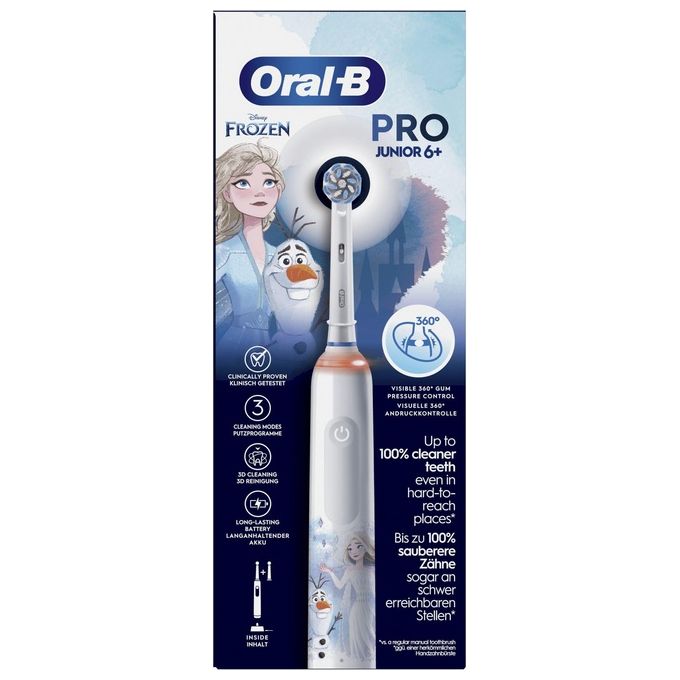 Braun Oral-B Spazzolino Elettrico Pro Junior 1 Spazzolino di Frozen 2 Testine da 6 Anni in Su