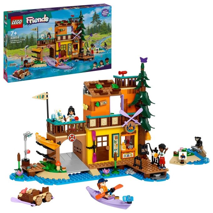 LEGO Friends 42626 Campo Avventura Sport Acquatici Giochi di Ruolo Educativi per Bambine e Bambini da 7 Anni con Molo e Campeggio Giocattolo da Costruire Accessori e 3 Personaggi Idea Regalo
