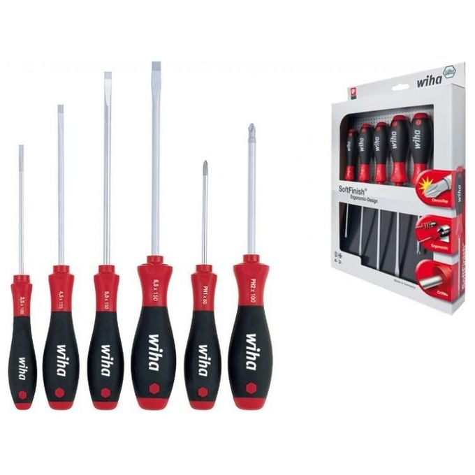 Wiha 302HK6SO SoftFinish Set di Cacciaviti a Taglio 6 Pezzi