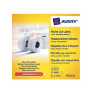 Avery Plr1226 Etichette Removibili per Prezzatrici 1 Linea 12x26mm Bianco Confezione 10 Rotoli da 1500 Etichette