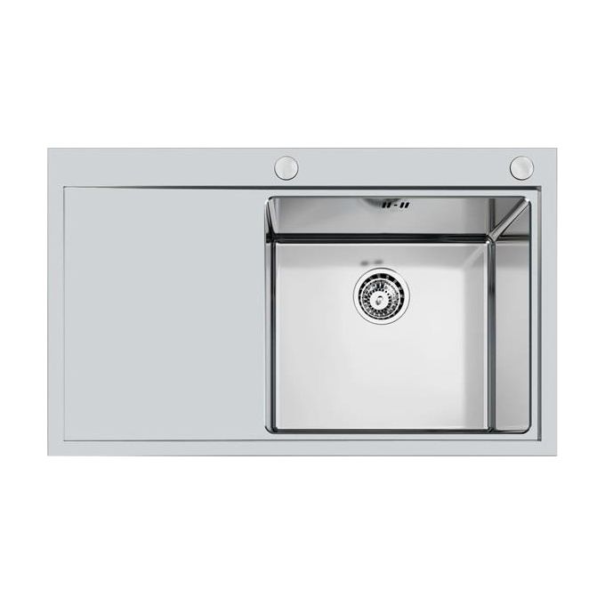 Foster 1250 051 Master Lavello Acciaio Inox  Spazzolato da Incasso Filotop Gocciolatoio a Sinistra 1 Vasca 86x52cm